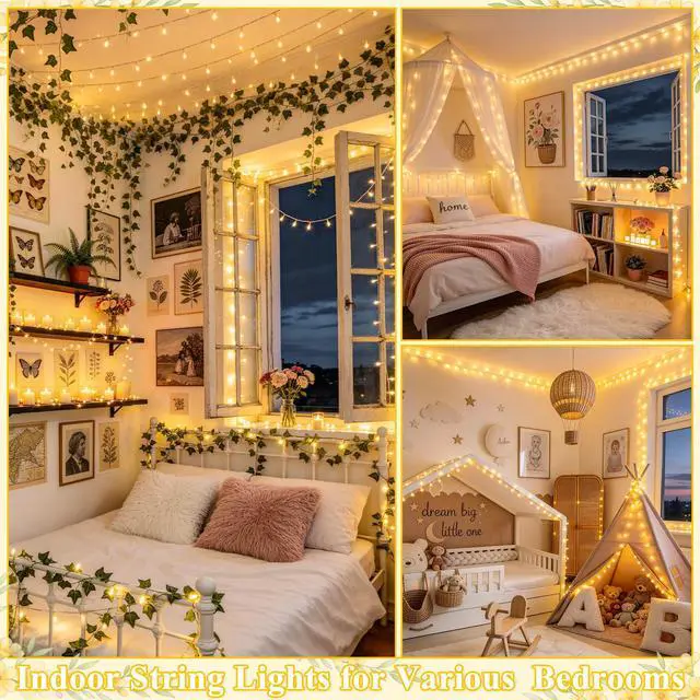 Alt view image 2 of 7 - 200 LED String Lights Indoor Outdoor Clear Wire, Connectable Warm White Christmas String Lights for Bedroom, 66 Ft Twinkle Fairy Light Plug in for Wedding Home Tree Yard Patio Classroom Decor