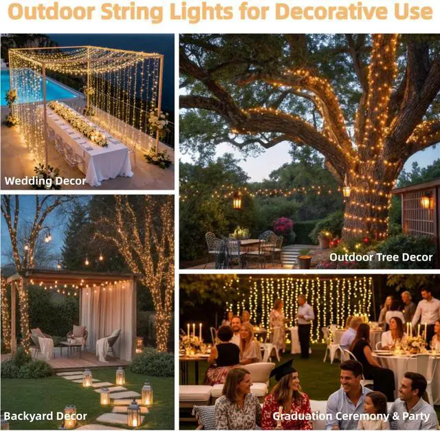 Alt view image 6 of 7 - 200 LED String Lights Indoor Outdoor Clear Wire, Connectable Warm White Christmas String Lights for Bedroom, 66 Ft Twinkle Fairy Light Plug in for Wedding Home Tree Yard Patio Classroom Decor