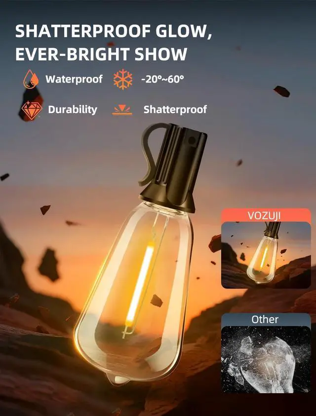 Alt view image 5 of 7 - Outdoor Patio String Lights: 100Ft 30M Outside Waterproof Light - Remote Dimmable ST38 Shatterproof Bulb Connectable Hanging Outdoor Electric Lighting - Backyard Yard Gazebo Porch Party