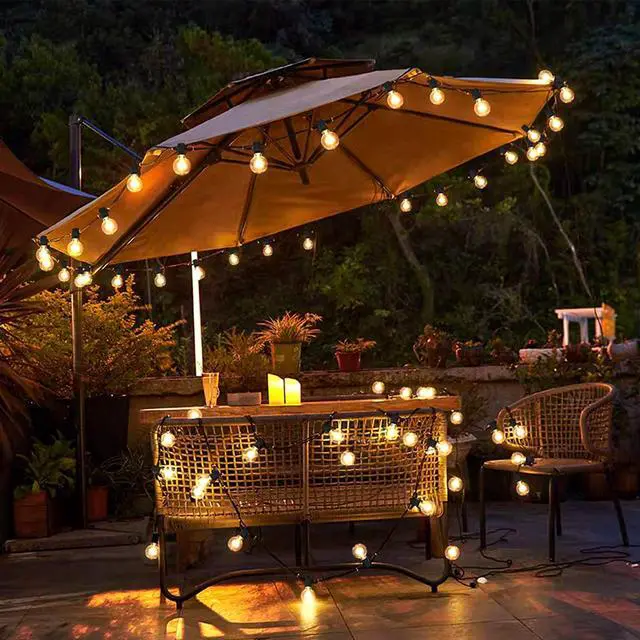 Alt view image 2 of 7 - 50Ft LED Outdoor String Lights G40 Globe Dimmable Patio Light, Waterproof Hanging String Light with 27 Warm White Shatterproof Bulbs(2 Spare)