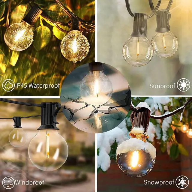 Alt view image 4 of 7 - Outdoor String Lights 50 FT, Patio LED Lights Outside with 26pcs Bulbs, Waterproof Shatterproof Hanging Globe Light Connectable for Bistro Cafe Backyard Balcony Warm White