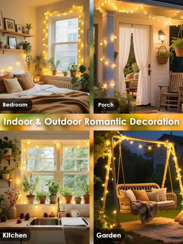 Alt view image 3 of 7 - Connectable 43FT 100LED Globe String Lights | 8 Modes Warm White String Lights Plug in with Remote | Hanging Fairy Light for Indoor Outdoor Bedroom Party Classroom Christmas Tree Decor