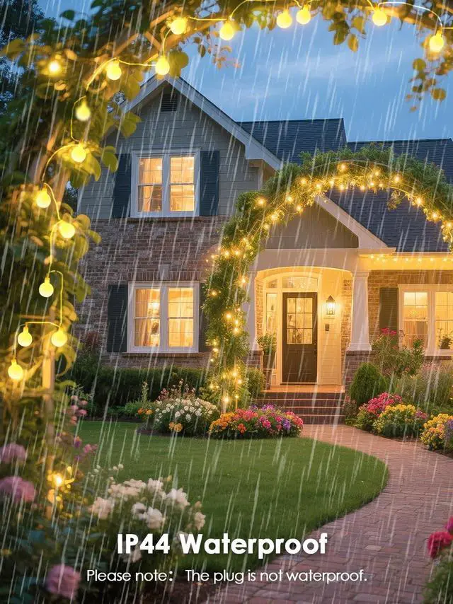 Alt view image 7 of 7 - Connectable 43FT 100LED Globe String Lights | 8 Modes Warm White String Lights Plug in with Remote | Hanging Fairy Light for Indoor Outdoor Bedroom Party Classroom Christmas Tree Decor