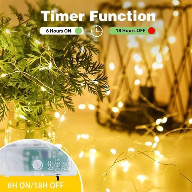 Alt view image 3 of 6 - 4-Pack Fairy Lights Battery Operated with Timer, Waterproof 16FT 50 LED String Lights Indoor Outdoor, Cuttable Starry Fairy Lights for Home Bedroom Classroom Dorm Wedding Christmas Decor (Warm White)