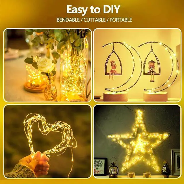 Alt view image 4 of 6 - 4-Pack Fairy Lights Battery Operated with Timer, Waterproof 16FT 50 LED String Lights Indoor Outdoor, Cuttable Starry Fairy Lights for Home Bedroom Classroom Dorm Wedding Christmas Decor (Warm White)