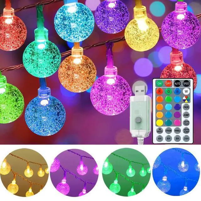 Main image of 50ft Color Changing Globe String Lights Indoor, Hanging Colored Lights for Bedroom 75 LED USB Powered with Remote, Classroom Fairy Lights, Camping Tent Decor