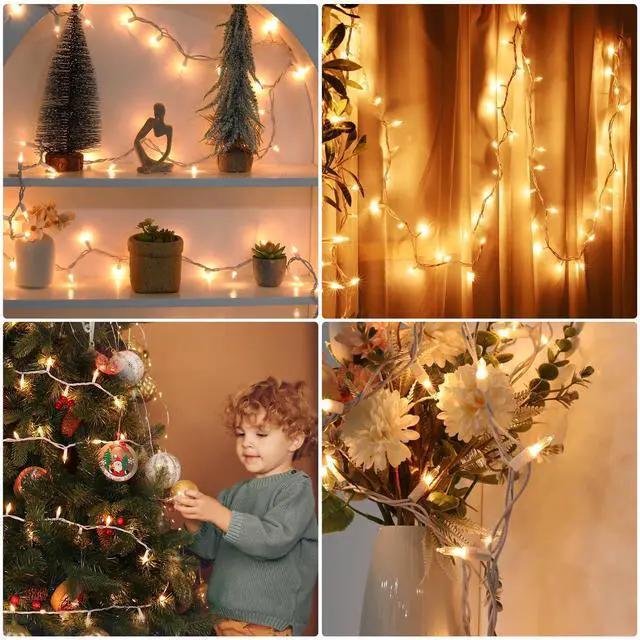 Alt view image 5 of 6 - Christmas Lights 100 Count Clear White Wire UL Certified Connectable Warm White String Lights for Christmas Tree,Garland,Home,Patio, Wedding,Party,Festival Decor