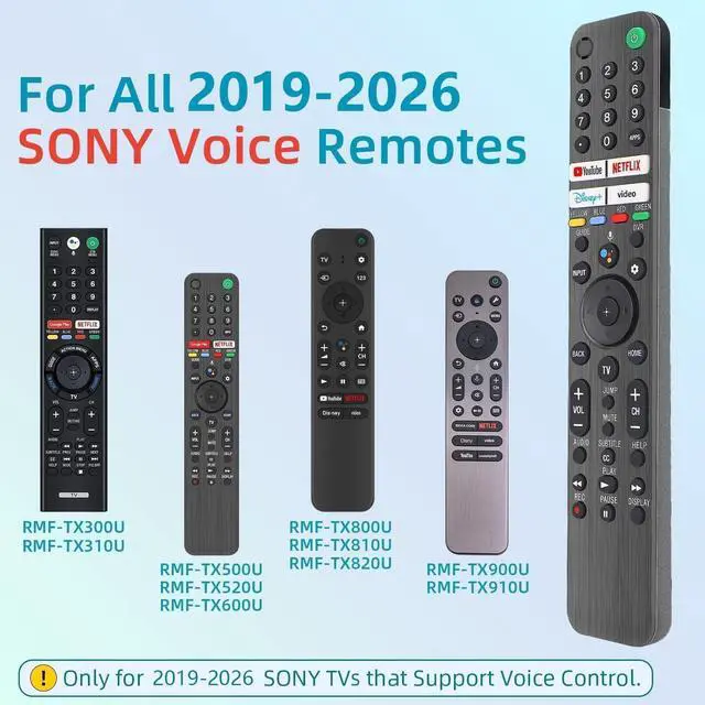Alt view image 2 of 7 - Replacement for Sony TV Remote, for All 2019-2026 Sony Remote Control for Bravia Smart TV with Voice Control. for Bravia XR/XBR/KD/K Series Google/Android TVs. 1-Year Warranty.