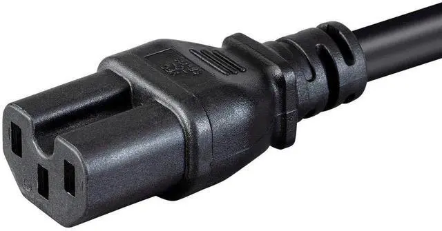 Alt view image 4 of 6 - Heavy Duty Power Cord - NEMA 5-15P to IEC 60320 C15, 14AWG, 15A/1875W, 125V, SJT, 8ft, Black