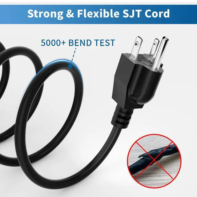 Alt view image 4 of 6 - Computer TV Monitor Replacement Power Cord 6 Ft/5 Pack, 3-Prong AC Universal Power Supply Cable 5-15P to IEC 320 C13 C14, SJT 18AWG 10A/125V for Treadmill Printer,PC,Desktop+Ties-ETL-Black