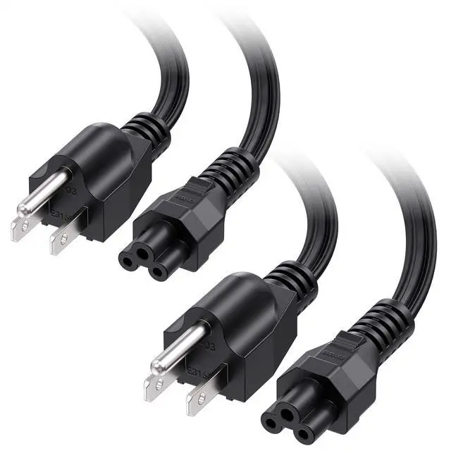 Main image of 2-Pack 16 AWG 13A 3 Prong Power Cord, 3ft, Black