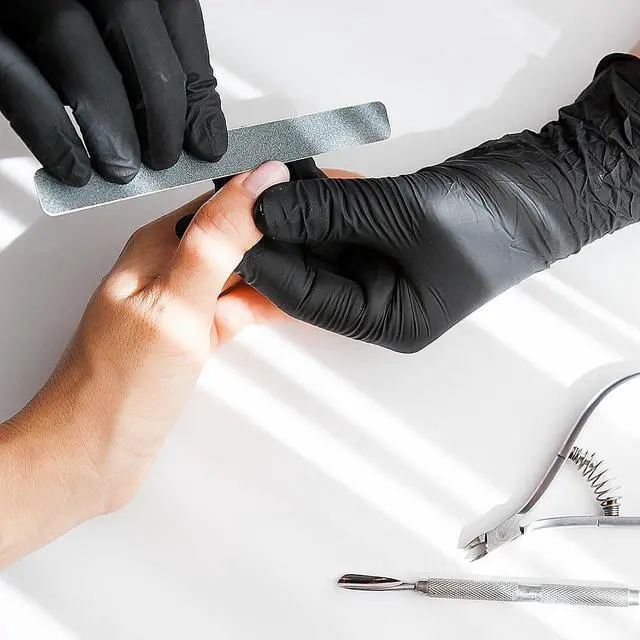 Alt view image 7 of 7 - Disposable Nitrile Gloves, Chemical Resistant, Powder-Free, Latex-Free, Non-Sterile, Food Safe, 4 Mil, Black, Medium, 100-Count