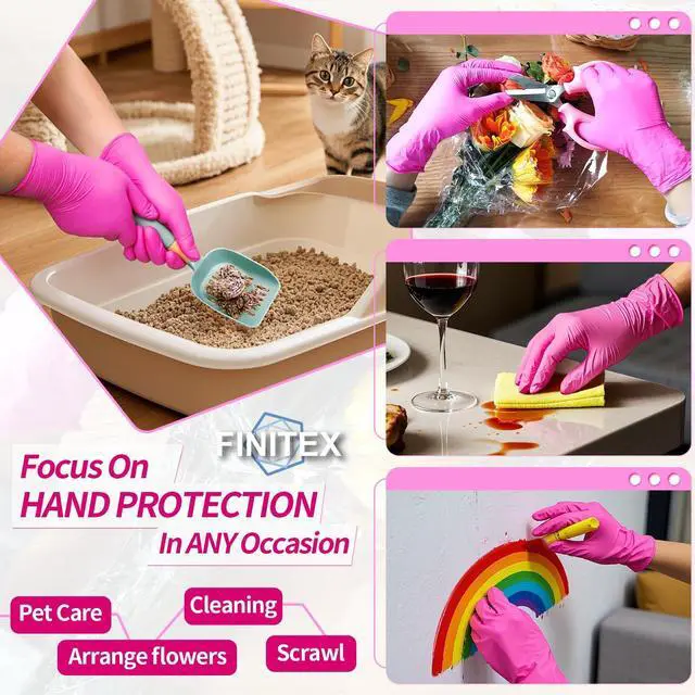 Alt view image 2 of 7 - Nitrile Disposable Latex-Free Gloves - 3.5mil 100PCS/Box Powder-Free 9inch Guantes de Nitrilo Cleaning Medical Exam Food Cooking Glove (100, Small)