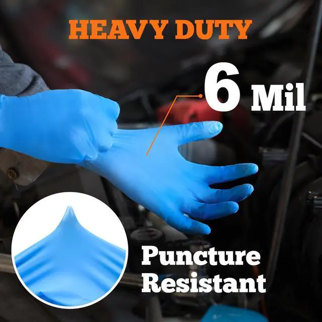 Alt view image 2 of 7 - Nitrile Exam Gloves, Blue, 6-mil, Large, Box of 100, Heavy Duty Nitrile Gloves Disposable Latex Free, Powder Free, Medical Gloves, Cooking Gloves, Mechanic Gloves, Cleaning Gloves