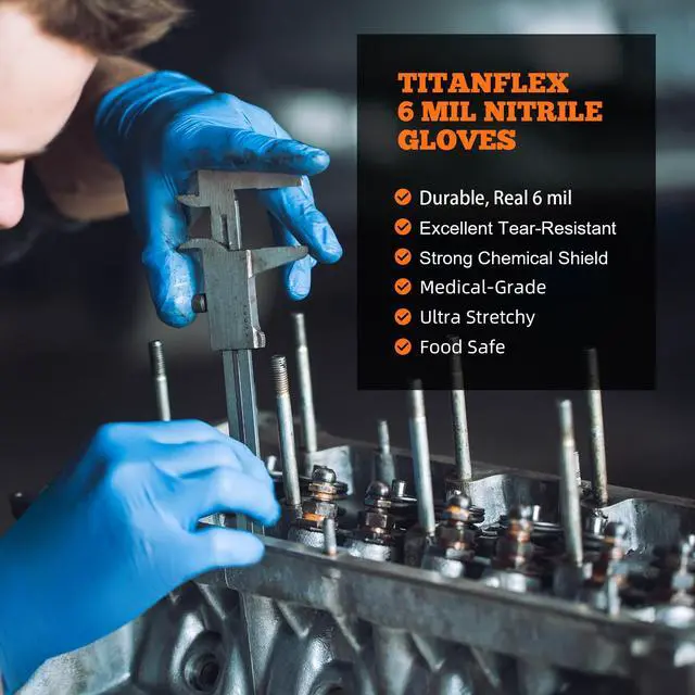 Alt view image 7 of 7 - Nitrile Exam Gloves, Blue, 6-mil, Large, Box of 100, Heavy Duty Nitrile Gloves Disposable Latex Free, Powder Free, Medical Gloves, Cooking Gloves, Mechanic Gloves, Cleaning Gloves