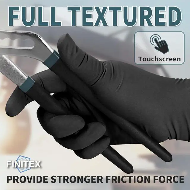Alt view image 4 of 7 - Black Nitrile Disposable Gloves, 5mil, Powder-free, Medical Exam Latex-Free 100 PCS For Examination Home Cleaning Food Glove (Medium)