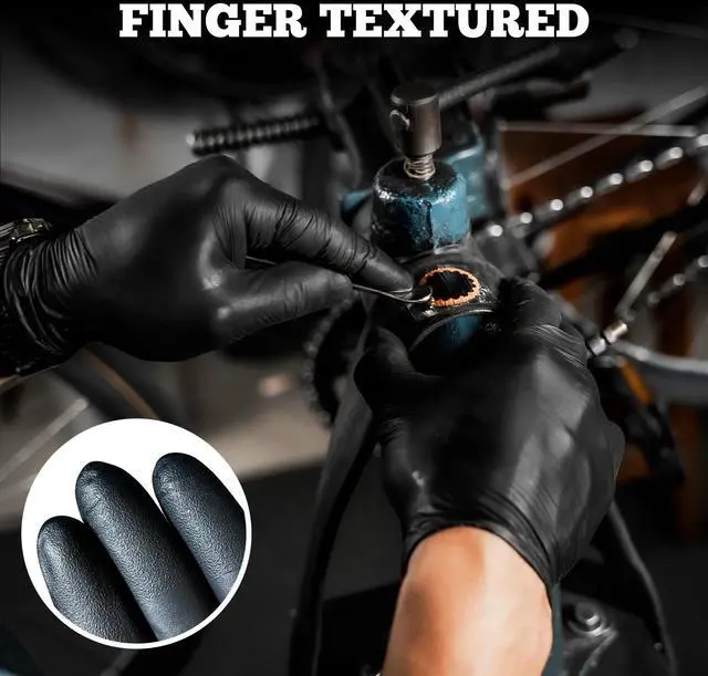 Alt view image 3 of 7 - Disposable Nitrile Exam Gloves - 6-mil, Black, Large 100-ct Box, Heavy Duty, Latex Free, Food Safe for Cooking & Food Prep