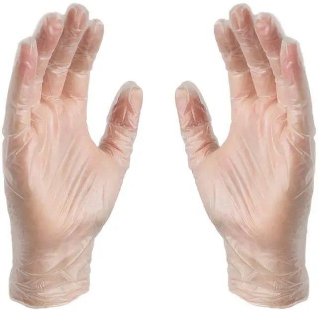 Alt view image 2 of 6 - Clear Vinyl Disposable Exam/Medical Gloves, 3 Mil, Latex/Powder-Free, Food-Safe, Smooth, Non-Sterile, Medium Box of 100