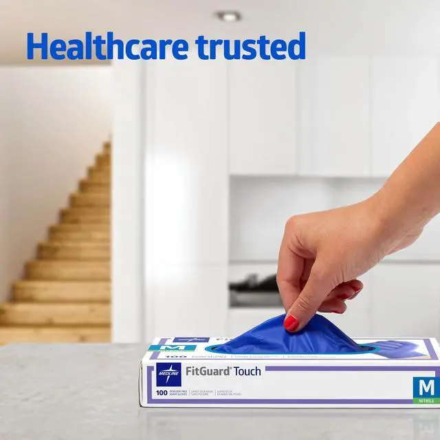 Alt view image 6 of 6 - Medline FitGuard Touch Nitrile Exam Gloves, 100 Count, Large, Powder Free, Disposable, Not Made with Natural Rubber Latex, Excellent Sense of Touch for Medical Tasks, Durable for Household Chores