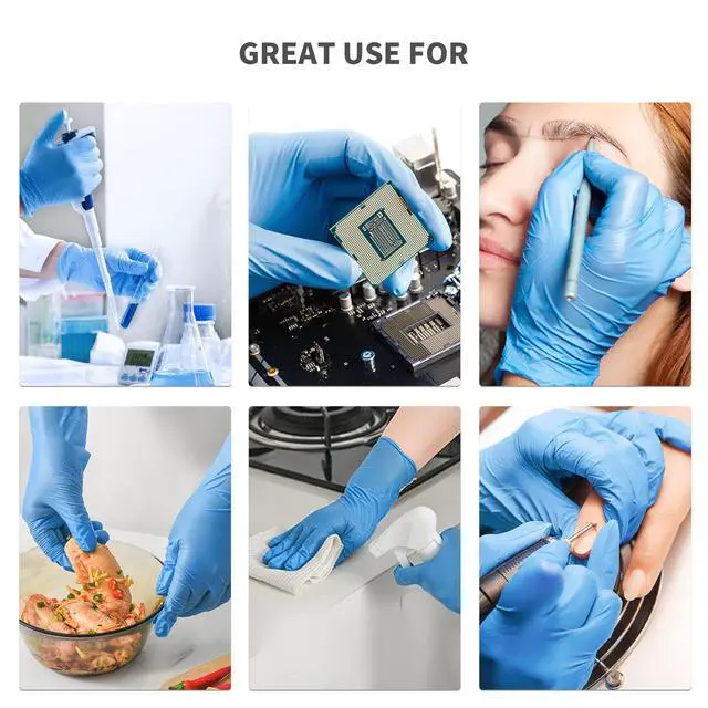 Alt view image 2 of 7 - Disposable Blue Nitrile Gloves, Size Large, No Latex, No Powder, Safe Working Gloves, House Cleaning gloves,100pcs (Large)