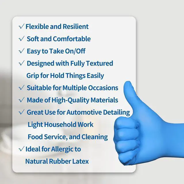 Alt view image 3 of 7 - Disposable Blue Nitrile Gloves, Size Large, No Latex, No Powder, Safe Working Gloves, House Cleaning gloves,100pcs (Large)