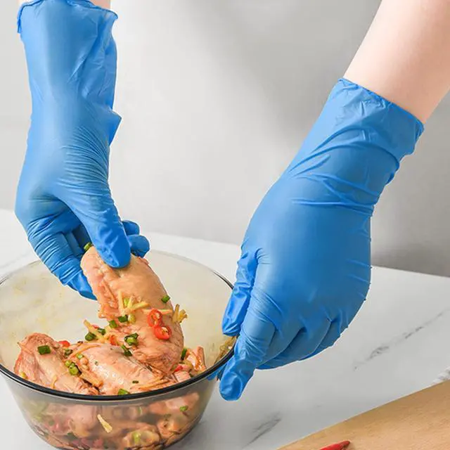 Alt view image 4 of 7 - Disposable Blue Nitrile Gloves, Size Large, No Latex, No Powder, Safe Working Gloves, House Cleaning gloves,100pcs (Large)