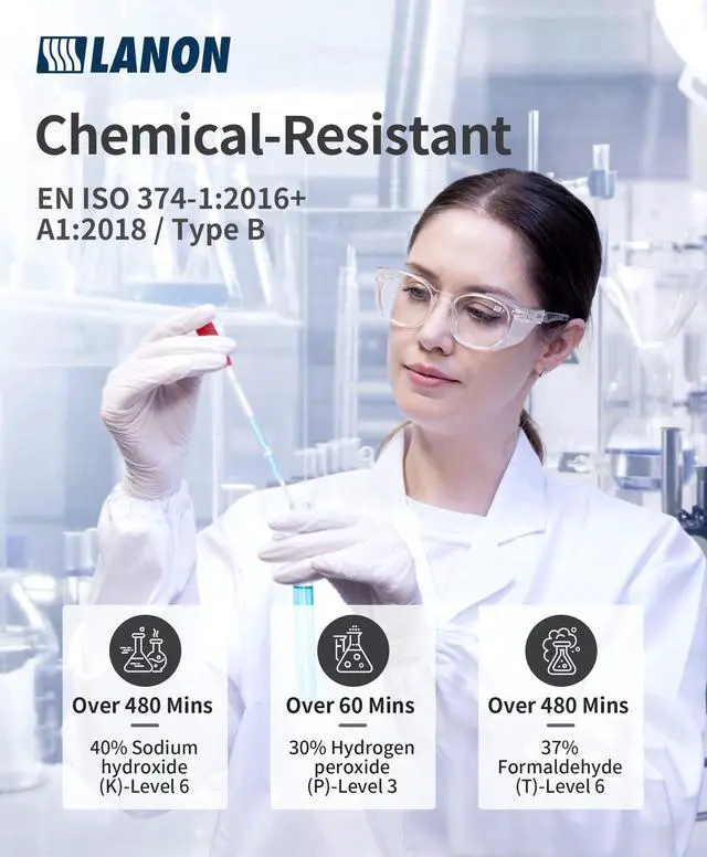 Alt view image 5 of 6 - Food Safe White Disposable Nitrile Gloves, Latex-Free, Powder-Free, Textured Fingertips, Cooking, Cleaning, Medium