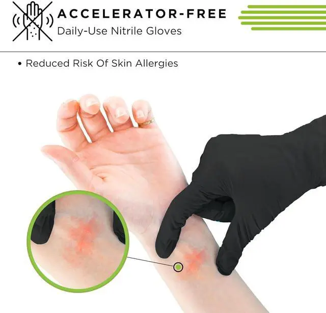 Alt view image 3 of 7 - 7705PFT Sustainable EBT Latex-Free, Powder-Free, Accelerator-Free, Nitrile Disposable Single Use Safety Gloves, 4 Mil, 9.5" Length, Medium (1 Box/100 Gloves)