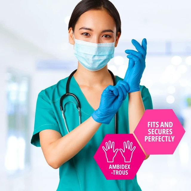 Alt view image 3 of 5 - Disposable Blue Nitrile Gloves, Pack of 200, Ideal for Medical, First Responders, Law Enforcement, Tattoo Artists, Food Vendors, Painters, Cleaners, Pet Care, and More