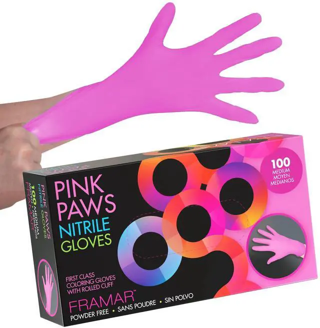 Main image of Pink Gloves Disposable Latex Free Pink Nitrile Gloves Medium, Latex Free Glove Medium, Guantes De Nitrilo, For Hair Dye, Salon, Cleaning, Tattoo, Food Prep, Powder Free 100 Pack