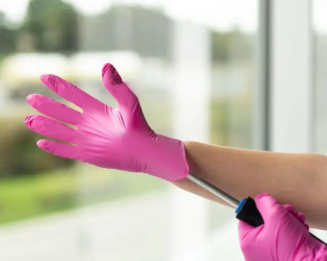 Alt view image 7 of 7 - Pink Gloves Disposable Latex Free Pink Nitrile Gloves Medium, Latex Free Glove Medium, Guantes De Nitrilo, For Hair Dye, Salon, Cleaning, Tattoo, Food Prep, Powder Free 100 Pack