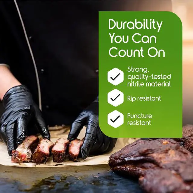 Alt view image 3 of 7 - Black Nitrile Gloves HEAVY DUTY 6 Mil Chemical Resistant Medical Cooking Cleaning Disposable Glove