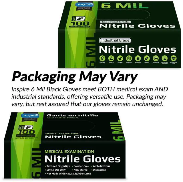 Alt view image 6 of 7 - Black Nitrile Gloves HEAVY DUTY 6 Mil Chemical Resistant Medical Cooking Cleaning Disposable Glove