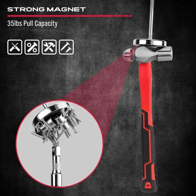 Alt view image 2 of 7 - Telescoping Magnetic Sweeper Pickup Tool: Strong Magnet Pick up Nails Screws and Metal Parts Nut Bolts Steel Iron Parts Finder 35LB Pull Capacity Retractable 9" to 34" Telescopic Stick