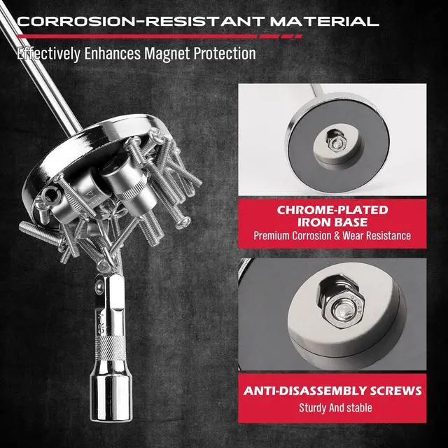 Alt view image 5 of 7 - Telescoping Magnetic Sweeper Pickup Tool: Strong Magnet Pick up Nails Screws and Metal Parts Nut Bolts Steel Iron Parts Finder 35LB Pull Capacity Retractable 9" to 34" Telescopic Stick