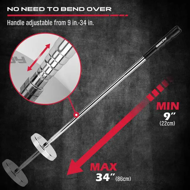 Alt view image 4 of 7 - Telescoping Magnetic Sweeper Pickup Tool: Strong Magnet Pick up Nails Screws and Metal Parts Nut Bolts Steel Iron Parts Finder 35LB Pull Capacity Retractable 9" to 34" Telescopic Stick
