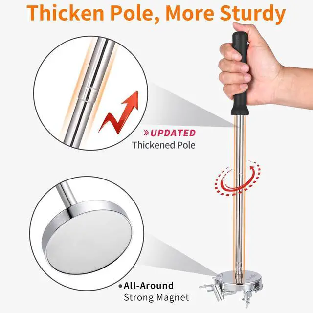 Alt view image 3 of 7 - 35 LB Magnetic Sweeper Telescoping Pick-up Tool, Upgraded Pole Magnet Stick, Pickup Nails, Screws, and Metal, Screws Parts Finder, Black Handle