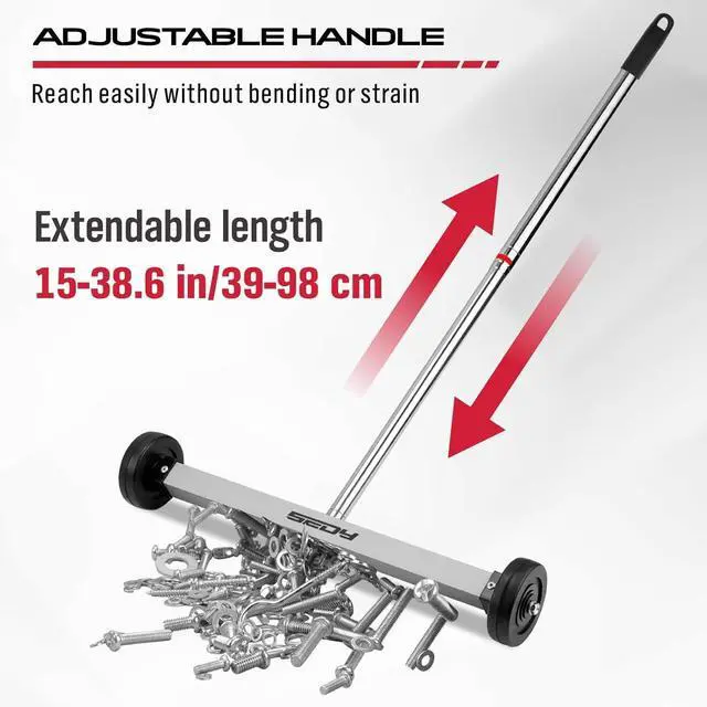 Alt view image 4 of 7 - Magnet Sweeper Magnetic Nail Roller: 17-Inch Heavy Duty Magnet Nail Pickup Rolling Tool with Telescoping Adjustable Handle 8.8-Pound Capacity Ideal for Workshop Garage Yard Construction Cleanup