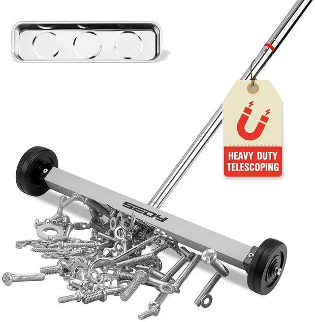 Main image of Magnet Sweeper Magnetic Nail Roller: 17-Inch Heavy Duty Magnet Nail Pickup Rolling Tool with Telescoping Adjustable Handle 8.8-Pound Capacity Ideal for Workshop Garage Yard Construction Cleanup