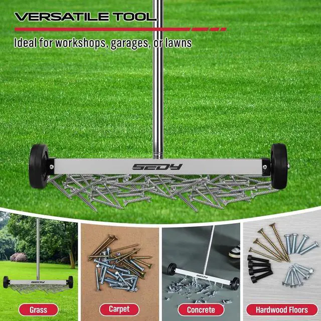 Alt view image 7 of 7 - Magnet Sweeper Magnetic Nail Roller: 17-Inch Heavy Duty Magnet Nail Pickup Rolling Tool with Telescoping Adjustable Handle 8.8-Pound Capacity Ideal for Workshop Garage Yard Construction Cleanup