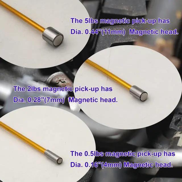 Alt view image 3 of 4 - Flexible Magnetic Pickup Tool Set,3 Pack, 4mm Magnet,7mm Magnet Magnet Stick, 26" Bendable Extension Magnetic Pickup 0.5lb, 2lb, 5lb