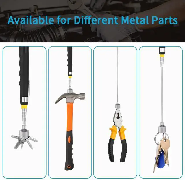 Alt view image 5 of 7 - 4 Pieces 10LBs Telescoping Magnetic Pickup Tool, Magnet Stick Rod Extendable 7" to 30.5" for Men, Birthday, Father's Day, Christmas Gift