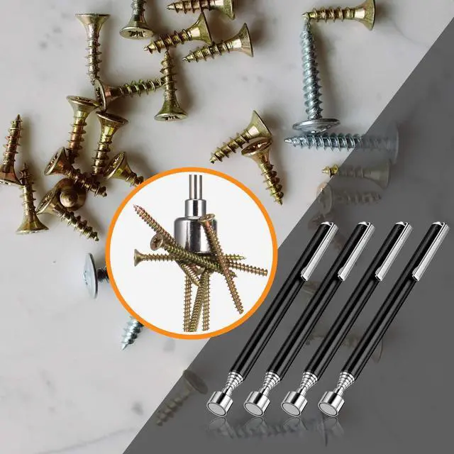 Alt view image 5 of 7 - 4 Pieces Magnetic Telescoping Pick-up Tool 3 lb Pocket Magnetic Pickup Tools 25 Inch Telescoping Magnet Stick Gift for Man, Father, Husband, Birthday, Valentines Day, Fathers Day (Black)