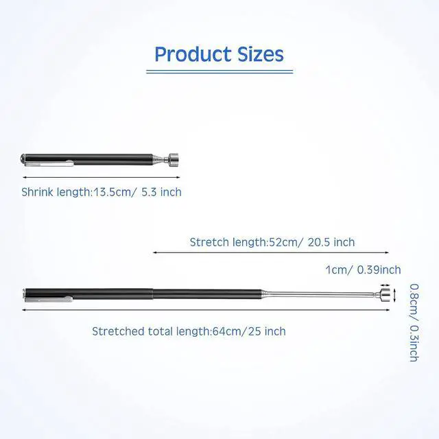 Alt view image 2 of 7 - 4 Pieces Magnetic Telescoping Pick-up Tool 3 lb Pocket Magnetic Pickup Tools 25 Inch Telescoping Magnet Stick Gift for Man, Father, Husband, Birthday, Valentines Day, Fathers Day (Black)