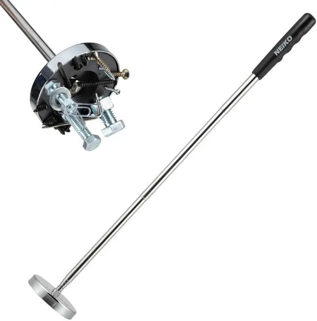 Alt view image 2 of 4 - 53426A 35LB Magnetic Pick Up Tool, Large Magnet with 3.3" Head, Extendable Magnetic Sweeper on a Stick up to 33.5 Inches, Nail Finder Pickup Tool, 5 Section Stainless Steel Shaft