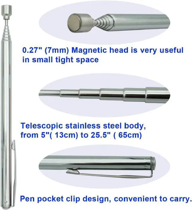 Alt view image 2 of 5 - GUTIMORE Magnetic Pickup Tool set, 50g(4mm)&1.5LB, 28" Flexible and Telescopic Magnet Grabber for Hard to Reach Keys,Bolts,Nuts and Screws