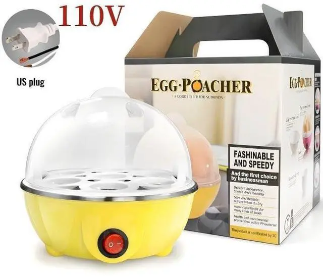 Main image of 110V Rapid Egg Cooker for Hard Boiled Eggs with 7-Egg Capacity, BPA Free, Automatic Shut-Off & Boil-Dry Protection, Stainless Steel Heating Plate and Measuring Cup Included (Yellow)