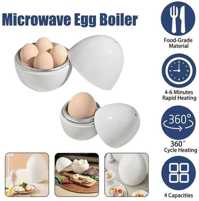 Alt view image 3 of 7 - Microwave Egg Boiler 4 Egg Capacity Microwave Egg Cooker for Hard Boiled Eggs Microwave Egg Maker Under 9 minutes Medium and Hard Boiled Egg Cooker Rapid Egg Boiler Microwavable Egg Poacher