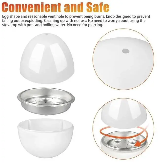 Alt view image 5 of 7 - Microwave Egg Boiler 4 Egg Capacity Microwave Egg Cooker for Hard Boiled Eggs Microwave Egg Maker Under 9 minutes Medium and Hard Boiled Egg Cooker Rapid Egg Boiler Microwavable Egg Poacher