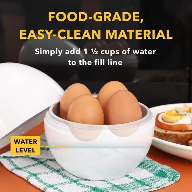 Alt view image 6 of 7 - Microwave Egg Boiler 4 Egg Capacity Microwave Egg Cooker for Hard Boiled Eggs Microwave Egg Maker Under 9 minutes Medium and Hard Boiled Egg Cooker Rapid Egg Boiler Microwavable Egg Poacher